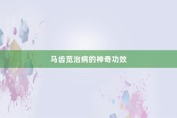 马齿苋治病的神奇功效